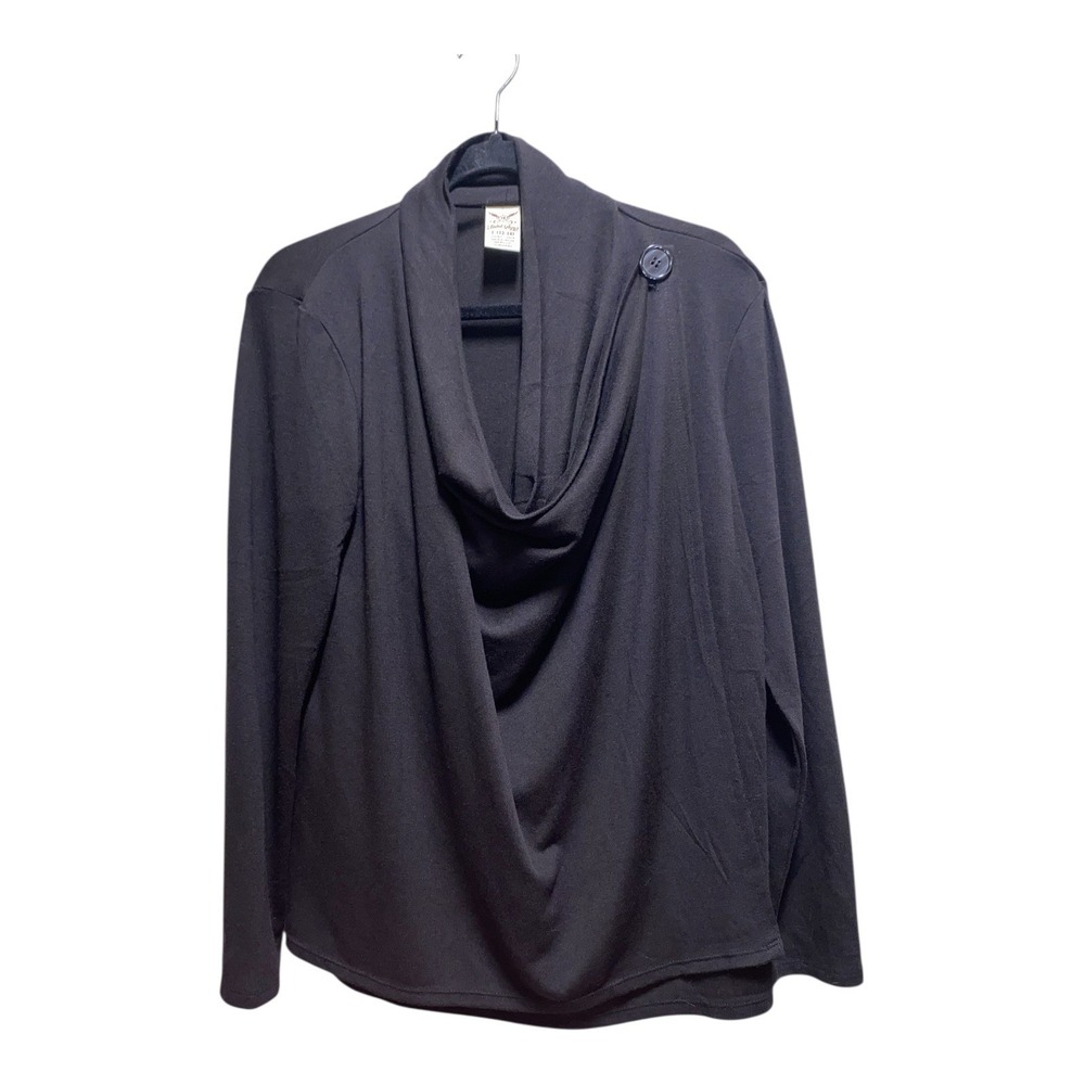 FADED GLORY WOMENS XL BLACK WRAP SWEATER Cowl Neck